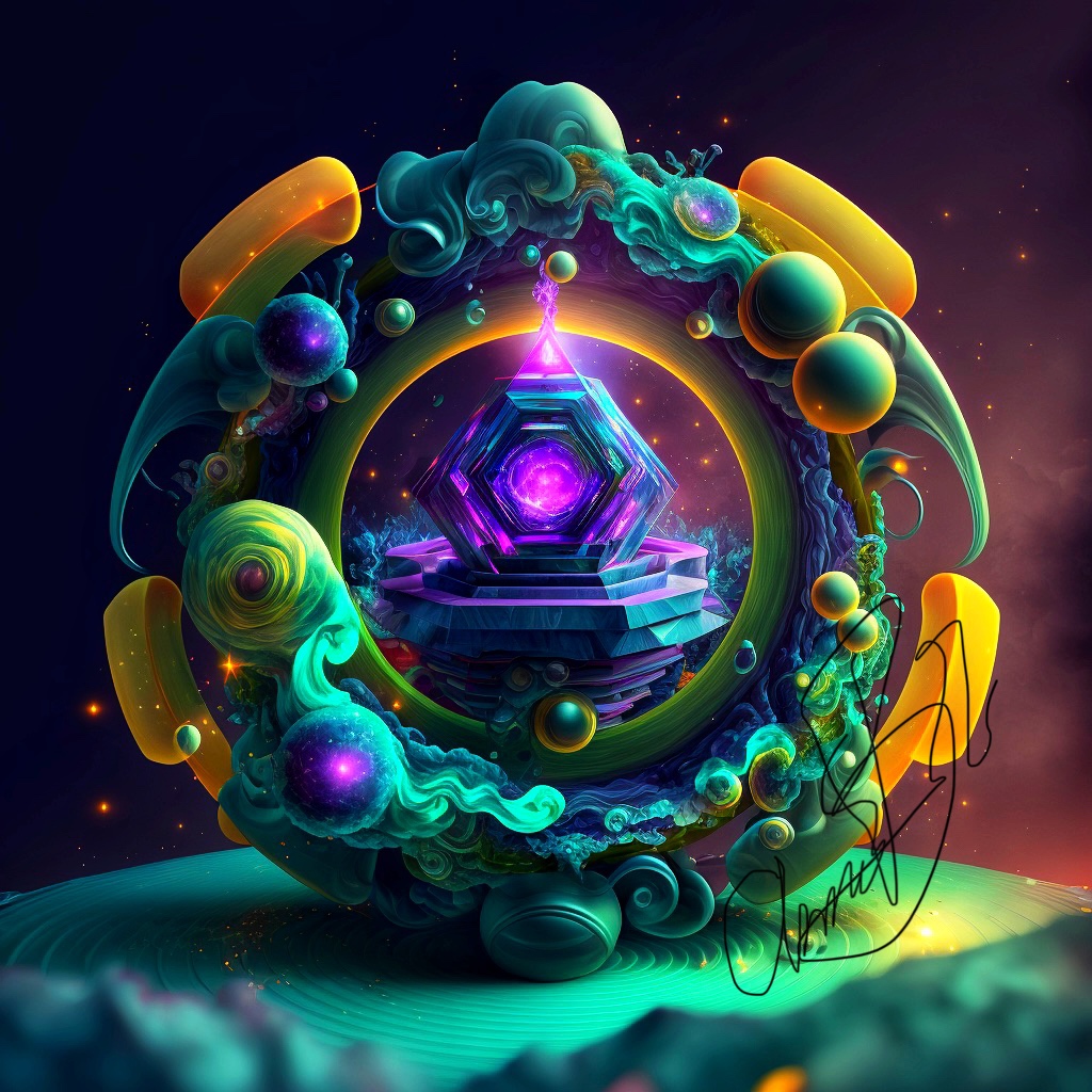 Meditation crystal within a universal cell.